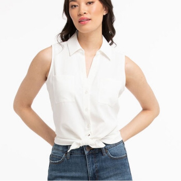 Ricki’s Sleeveless Button Front Collared Shirt White Medium Women Brand New - Picture 4 of 7